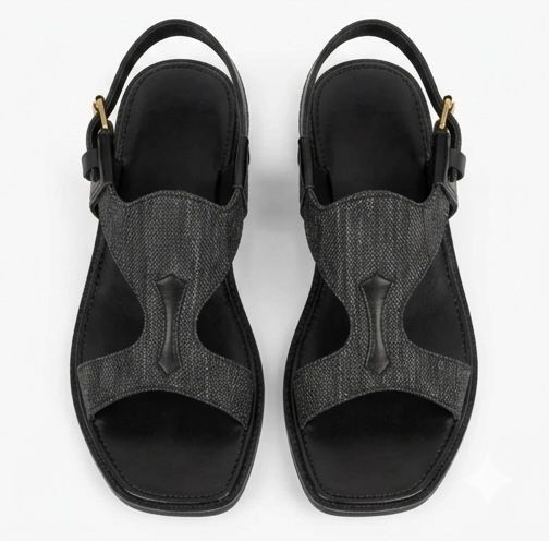 Khyber Walk Premium Textured Panjedar Chappal – Carbon Black Edition