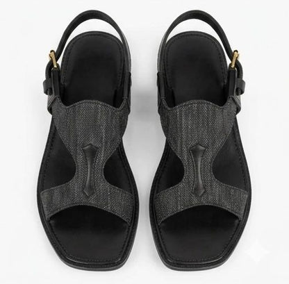 Khyber Walk Premium Textured Panjedar Chappal – Carbon Black Edition