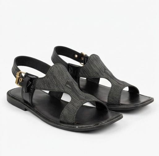 Khyber Walk Premium Textured Panjedar Chappal – Carbon Black Edition