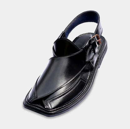 KhyberWalk Black Peshawari Chappal – Tradition Crafted for Modern Style
